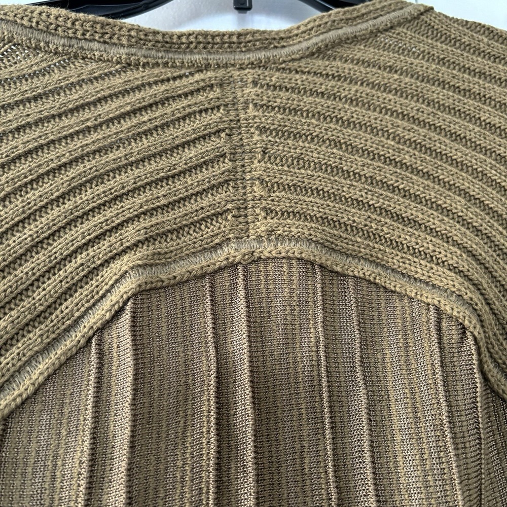 Free People M Olive Green Ribbed Ribs & Ruffles Knit Sweater Tunic - Picture 14 of 14